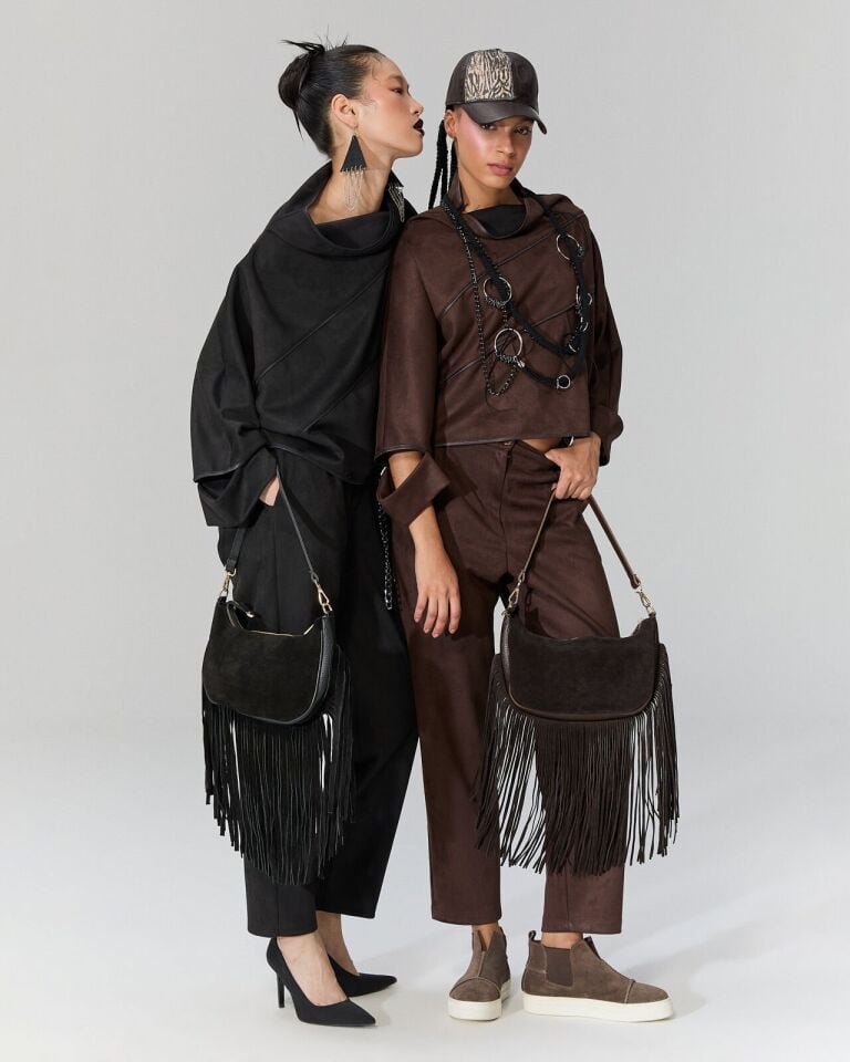 Püsküllü kahve çanta