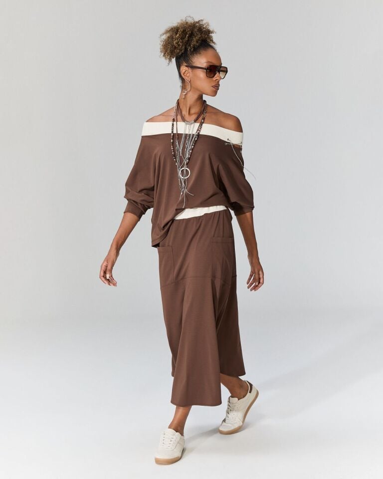 Zincir Detaylı Esnek Kumaş Bluz