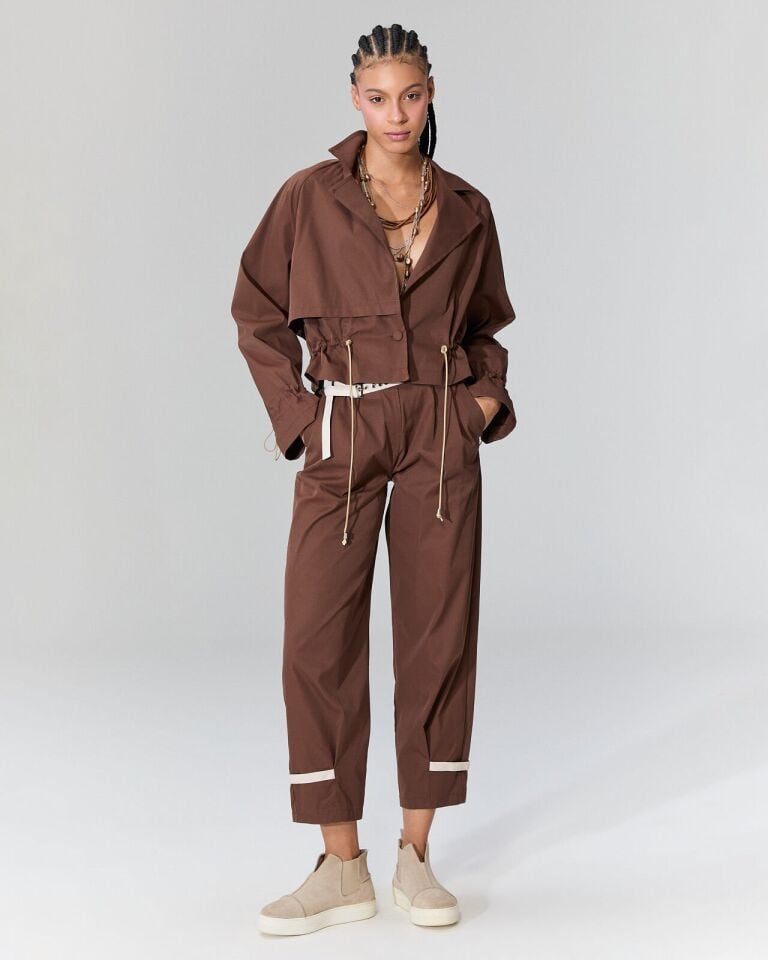 Şerit Detaylı Pantolon (Kahve)