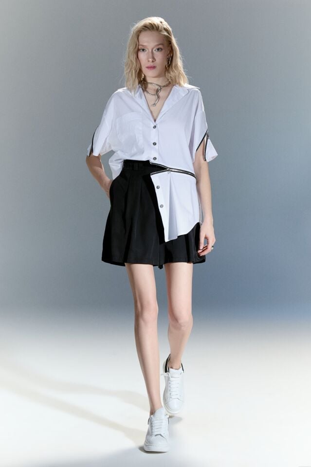 Fermuar Detaylı Tasarım Gömlek