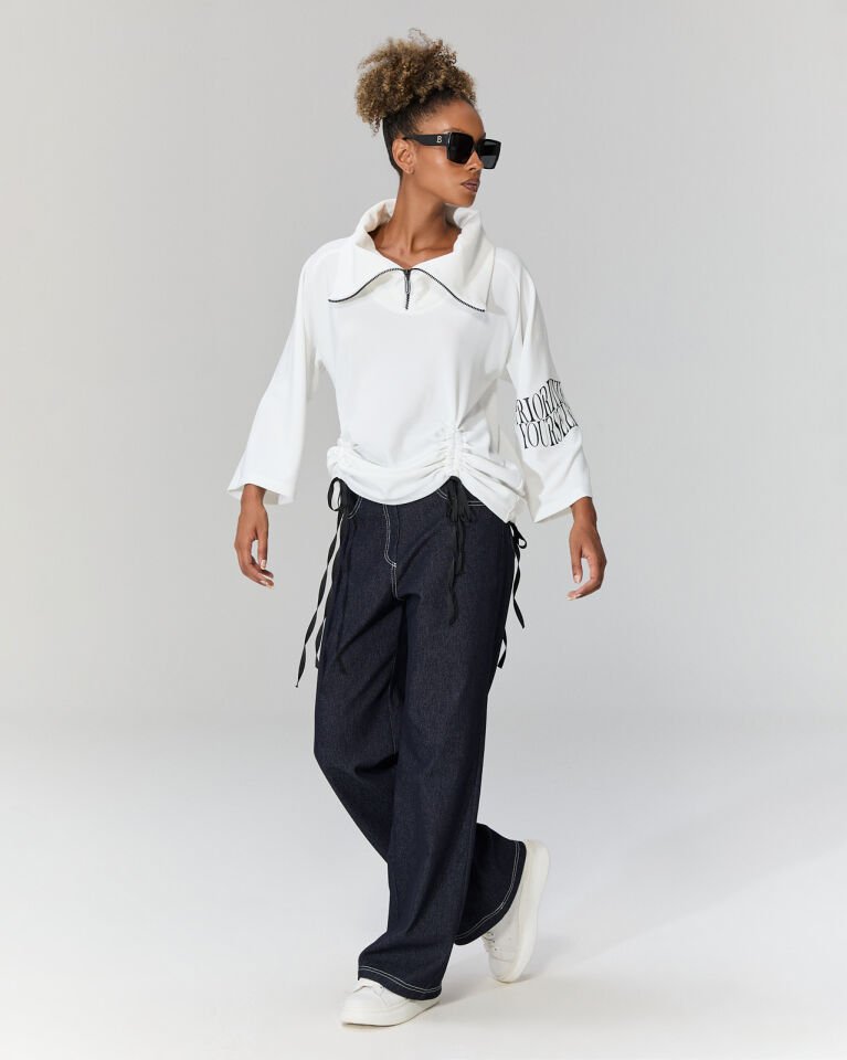 Spor Fermuar Yaka Bluz