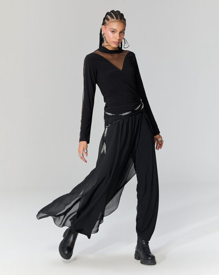 Tül Detaylı Şık Pantolon