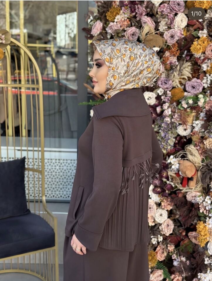 Arkası Tüylü Takım (Kahve )